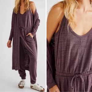 Free People FP Beach Bicoastal Jumpsuit Tank Jogger Knit Lounge Side Pockets M